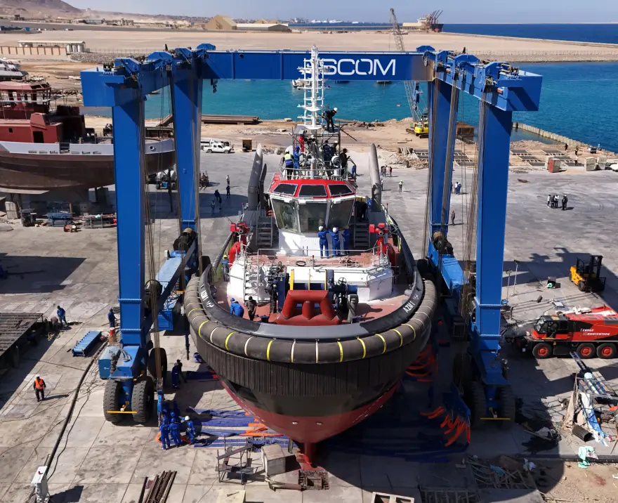 Commercial vessel under construction at Red Sea Shipyard
