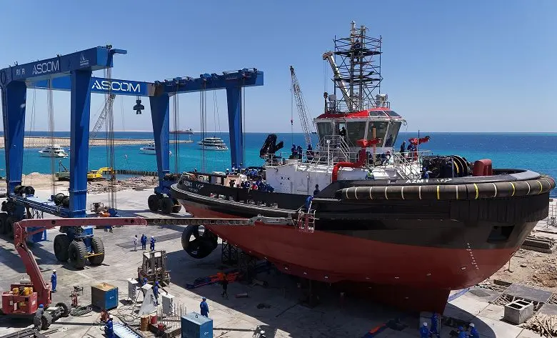 Tugboat under construction at Red Sea Shipyard